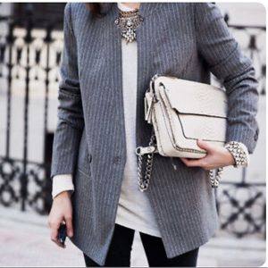 ZARA GREY PINSTRIPE STRUCTURED BLAZER